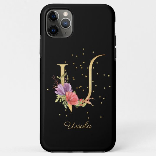 Floral Monogram Personaliseer Naam Initiaal U Lett Case-Mate iPhone Case (Achterkant)