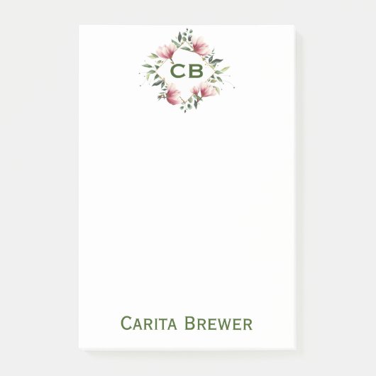Floral Monogram Post-It Notes (Voorkant)