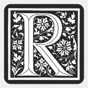  Floral monogram "R" - Sticker