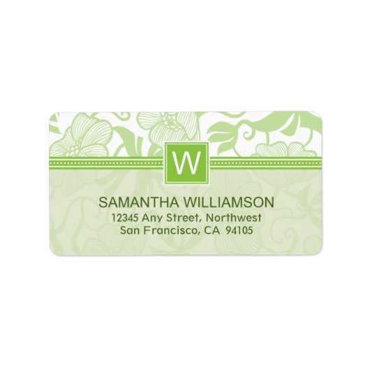Floral Monogram Retouradreslabels (groen) Etiket (Voorkant)