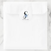 Floral Monogram S Blauwe Bloem Burst Ronde Sticker (Tas)