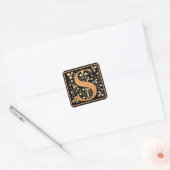  Floral Monogram "S" Vierkante Sticker (Envelop)