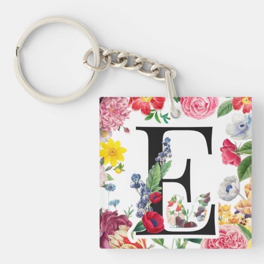 Floral Monogram Sleutelhanger (voorkant)