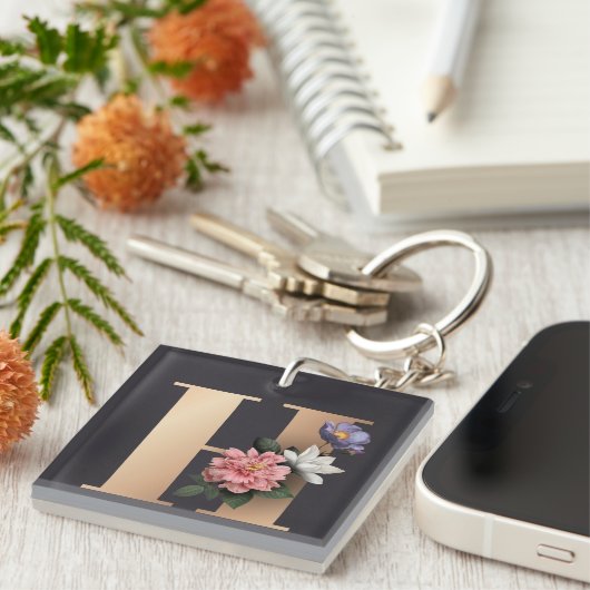 Floral Monogram Sleutelhanger (Voorkant Rechts)