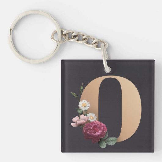 Floral Monogram Sleutelhanger (voorkant)