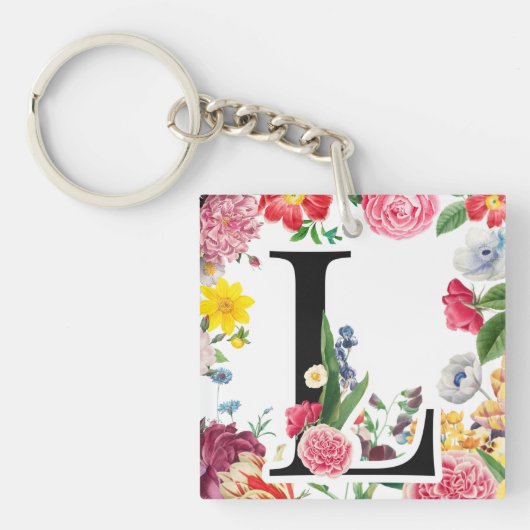 Floral Monogram Sleutelhanger (voorkant)