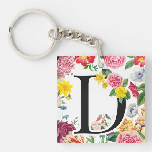 Floral Monogram Sleutelhanger (voorkant)