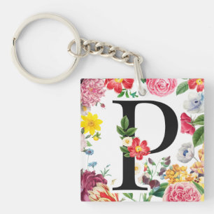 Floral Monogram Sleutelhanger