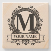 Floral Monogram Stenen Onderzetter (Voorkant)