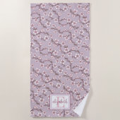 Floral Monogram Strandlaken – gepersonaliseerde zo (Voorkant)