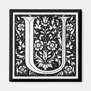 Floral Monogram "U" Magneet