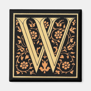 Floral Monogram "W" - Magnet Magneet