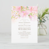 Floral Monogram Waterverf Blush Pink Boho Wedding Kaart (Staand voorkant)