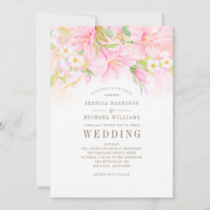 Floral Monogram Waterverf Blush Pink Boho Wedding Kaart