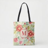 Floral monogram waterverf elegant Draagtas (Voorkant)