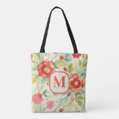 Floral monogram waterverf elegant Draagtas (Achterkant)