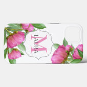 Floral Monogram Waterverf Roze Modern Case-Mate iPhone Case (Achterkant (horizontaal))