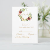 Floral Monogram Wreath RSVP Kaartje (Staand voorkant)