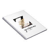 Floral Monogram Z Black Gold Flora Notitieboek (Rechterzijde)