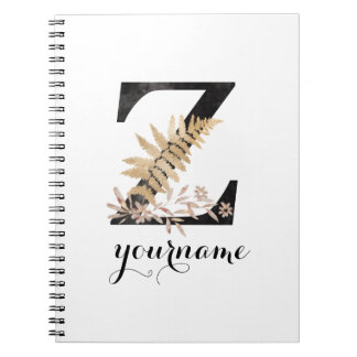 Floral Monogram Z Black Gold Flora Notitieboek