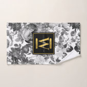 Floral monogram zwart, wit en  goud bad handdoek (Handdoek)