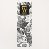 Floral monogram zwart, wit en  goud yogamat (Voorkant)