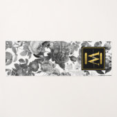Floral monogram zwart, wit en  goud yogamat (Voorkant (horizontaal))