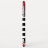 Floral Monogram Zwart Wit Gestreept Roos Goud Case-Mate iPhone Case (Achterkant/links)