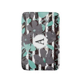 Floral Monogramed Grey Mint Stripe Pattern Badmat (Voorkant Verticaal)