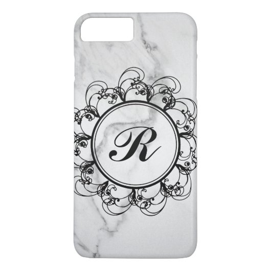Floral Monogramme marbre iPhone 7 Coque (Dos)