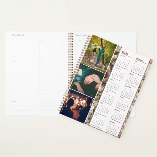 Floral Monogramme personnalisé 3 photos journal ca (Devant avec enveloppe)