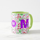 Floral Monogrammed Initial Café Mug pour les fille (Devant droit)