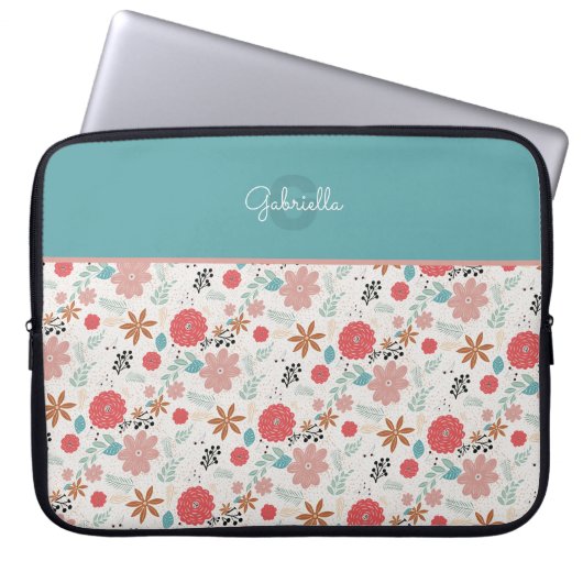 Floral monogrammed laptop sleeve (Voorkant)