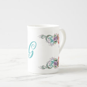 Floral Monogrammed Porselein Kop