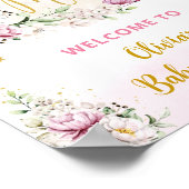 Floral Moon Affiche de bienvenue rose (Coin)