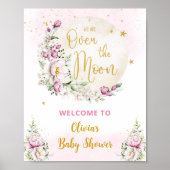 Floral Moon Affiche de bienvenue rose (Devant)