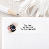 Floral Moon Pentacle met roze bloemen Etiket (Insitu)