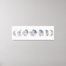 Floral Moon Phase Canvas Afdruk