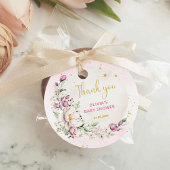 Floral Moon Pink Baby shower Dank u Bedankjes Labels