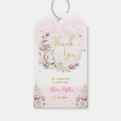 Floral Moon Pink Baby shower dank u Cadeaulabel (Voorkant)