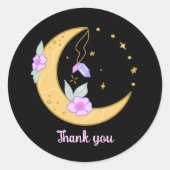 Floral Moon Ronde Sticker (Voorkant)