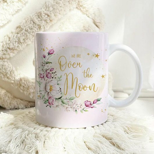 Floral Moon roze Baby shower Koffiemok