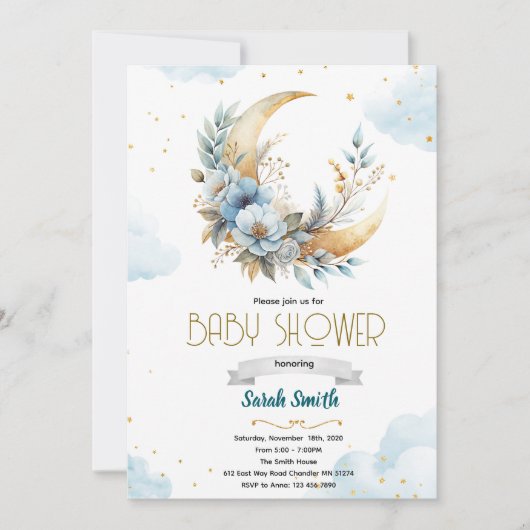 Floral moon shower invitation (Devant)