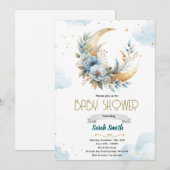 Floral moon shower invitation (Devant / Derrière)