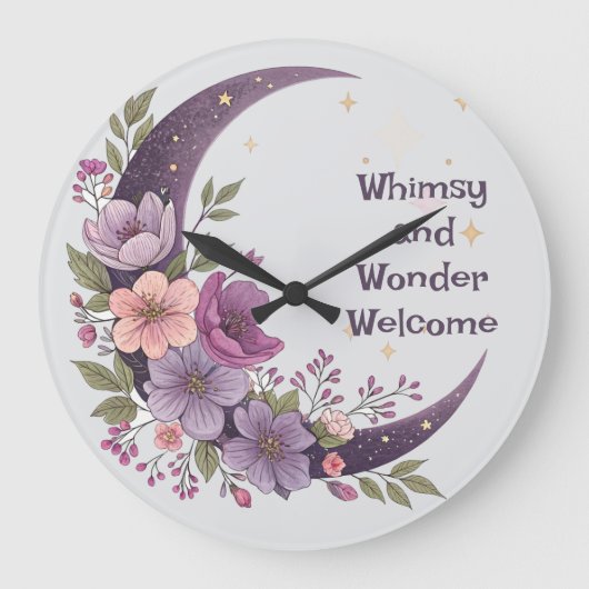 Floral Moon Wall Clock Grote Klok (Voorkant)