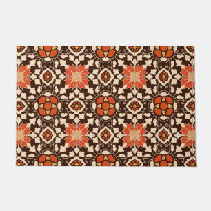 Floral Moroccan Tegel, Brown, Rust en Beige Deurmat