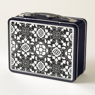 Floral Moroccan Tile, Black and White