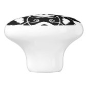 Floral Moroccan Tile, Black and White Keramische Knop (Zijkant)