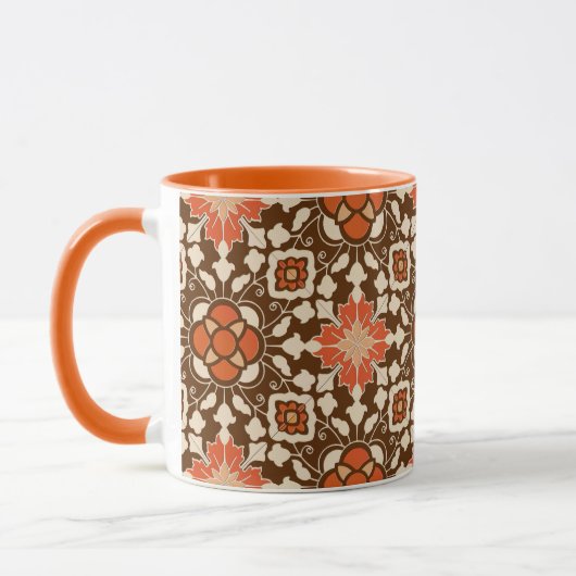 Floral Moroccan Tile, Brown, Rust and Beige Mok (Links)