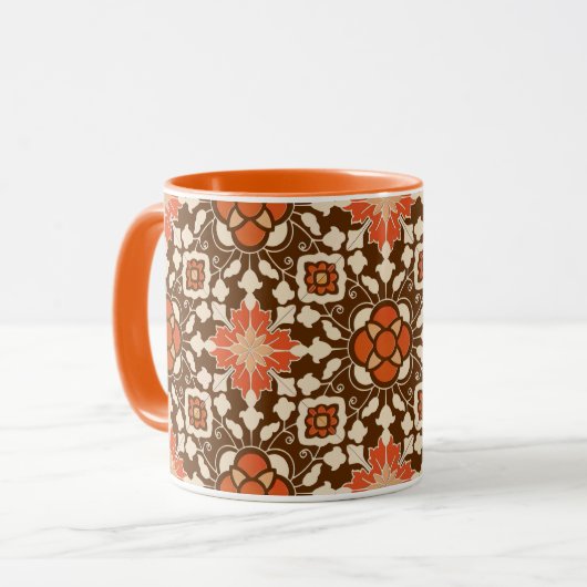 Floral Moroccan Tile, Brown, Rust and Beige Mok (Voorkant links)